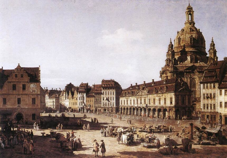 Nowy plac handlowy w Dreźnie - obraz Canaletto